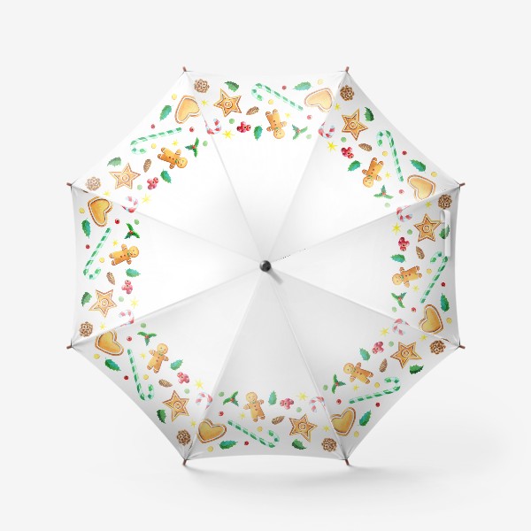 Зонт «Бордюр с имбирным печеньем,конфетами и шишками.»