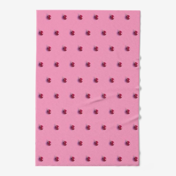 Полотенце «Вишневый паттерн на розовом фоне (смещение_погориз_больше_фона)»