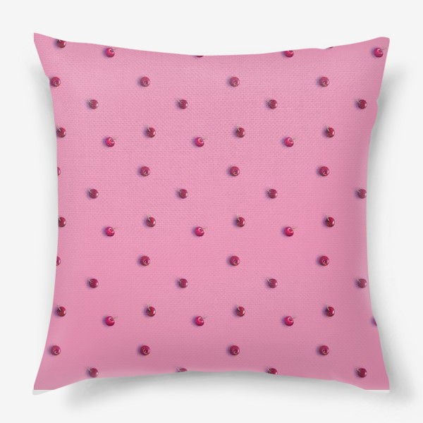 Подушка «Вишневый паттерн на розовом фоне (рандомный_больше_фона)»