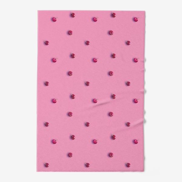 Полотенце «Вишневый паттерн на розовом фоне (рандомный_больше_фона)»