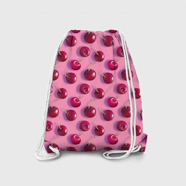 Рюкзак «Вишневый паттерн на розовом фоне (рандомный_больше_фона)»