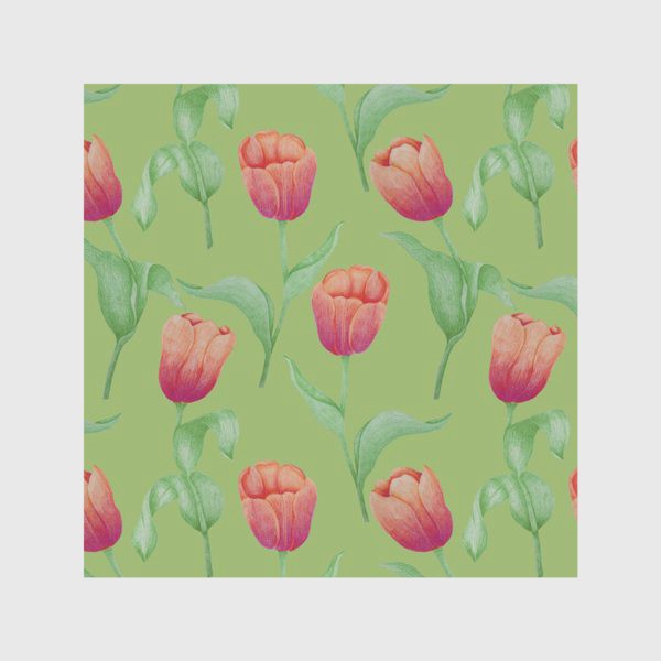 Скатерть «Тюльпаны на салатовом фоне»