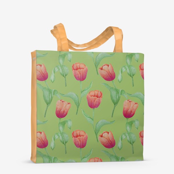 Сумка-шоппер «Тюльпаны на салатовом фоне»
