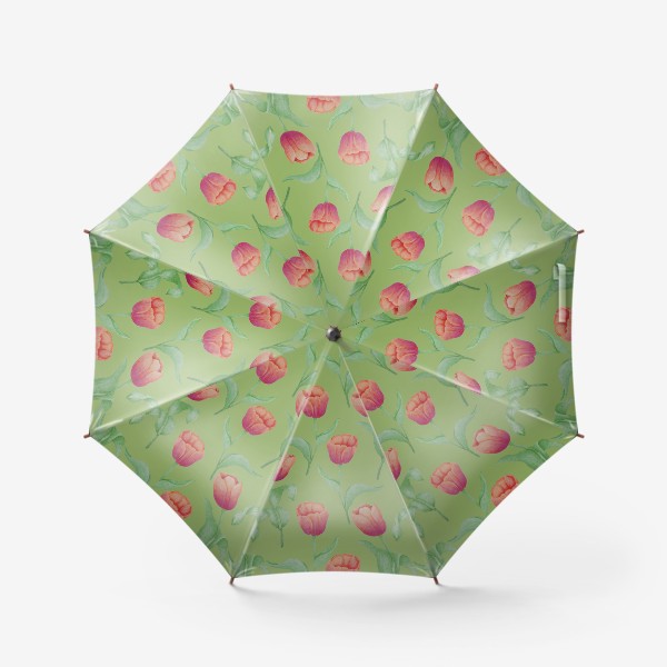 Зонт «Тюльпаны на салатовом фоне»