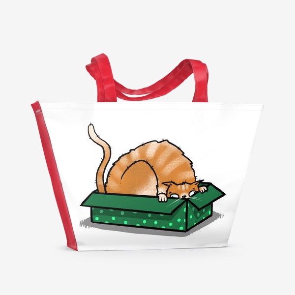 Пляжная сумка «Рыжий кот в коробке »