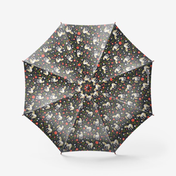 Зонт «Цветочный паттерн "Сказочные единороги"»