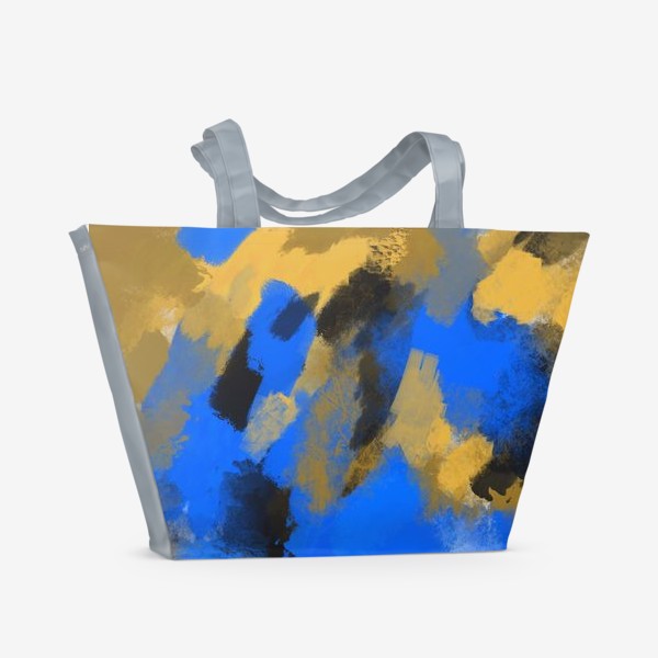 Пляжная сумка «Абстракция.Синий.Золотой.Чёрный »