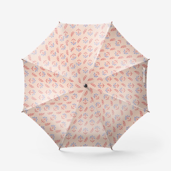Зонт «Цветочки и листики на бежевом фоне»