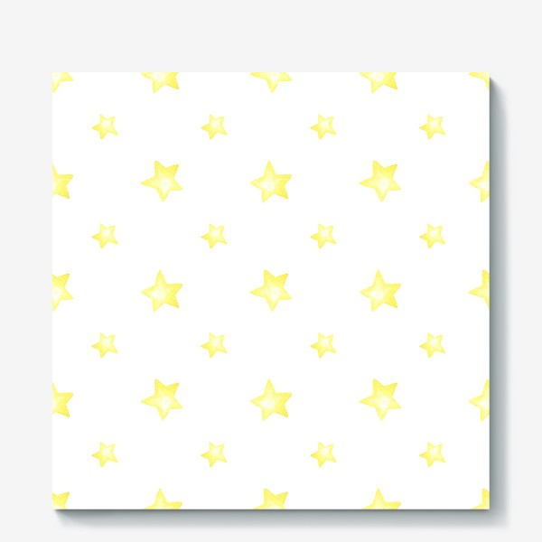 Холст «Желтые звездочки на белом фоне.Акварель»