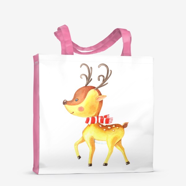 Сумка-шоппер «Новогодний олень с шарфом»