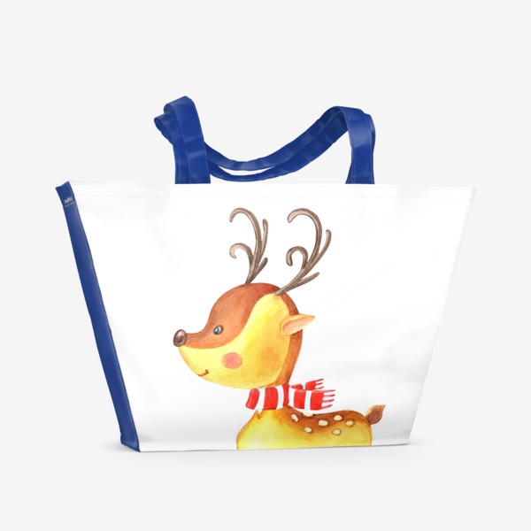 Пляжная сумка «Новогодний олень с шарфом»