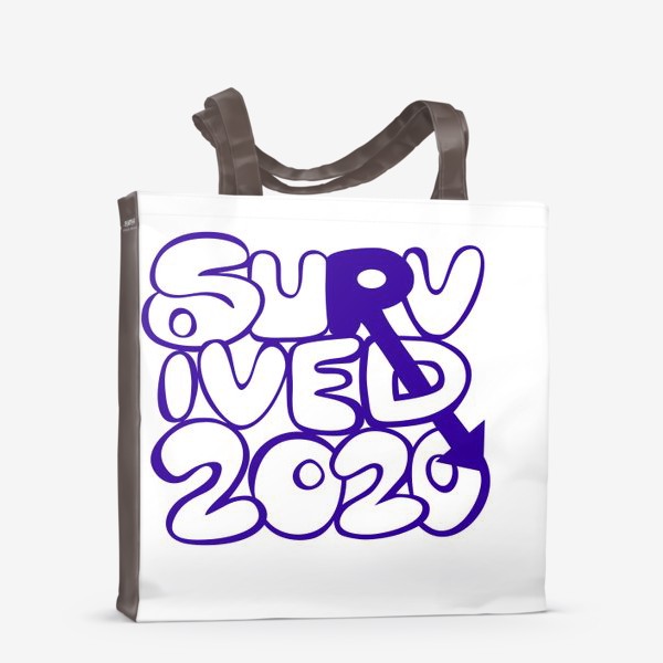 Сумка-шоппер «Survived2020 слоган в стиле граффити фиолетовый »