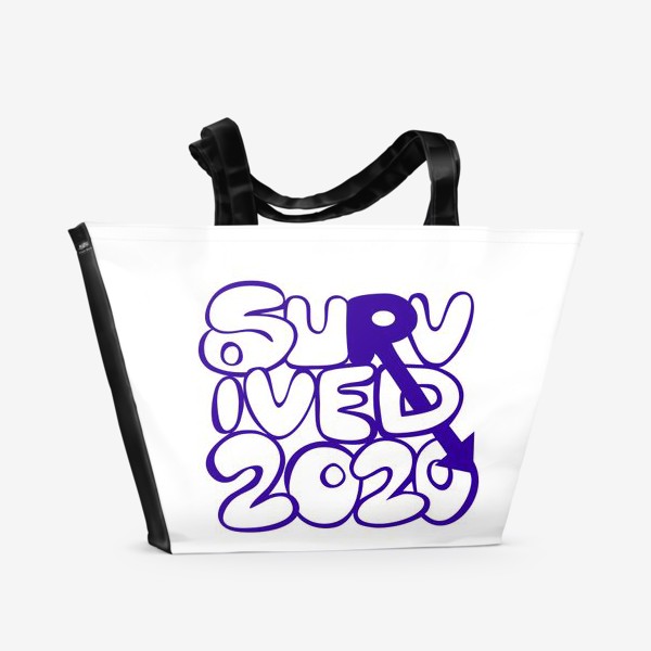 Пляжная сумка «Survived2020 слоган в стиле граффити фиолетовый »