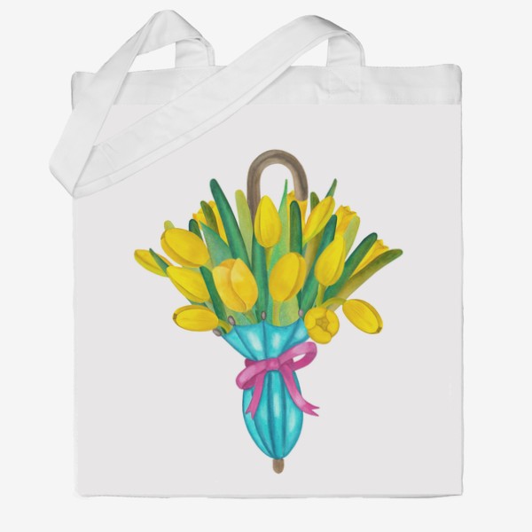 Сумка хб «Весенние тюльпаны в зонтике»