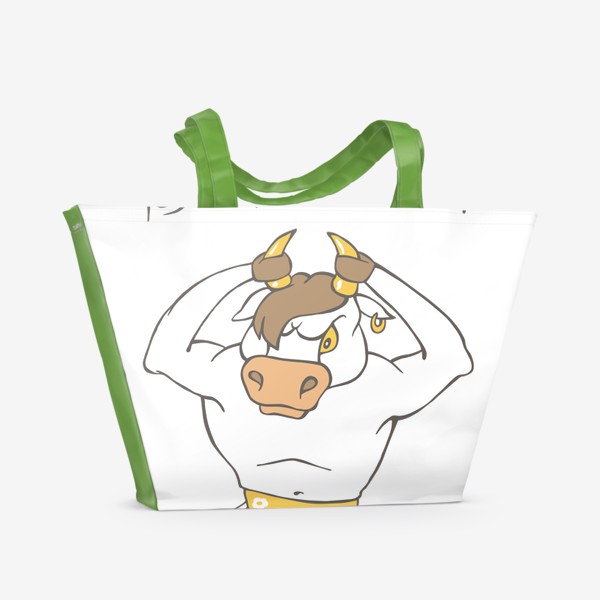 Пляжная сумка «Взял быка за рога (сам себя) - иллюстрация»