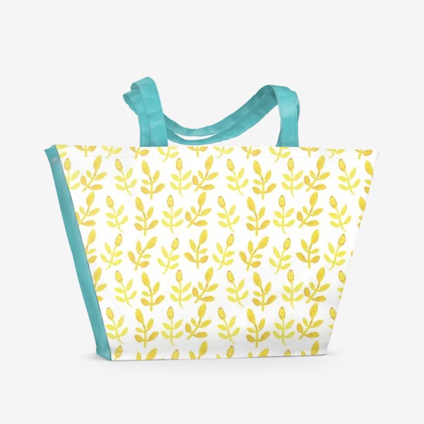 Пляжная сумка &laquo;Желтые акварельные веточки&raquo;
