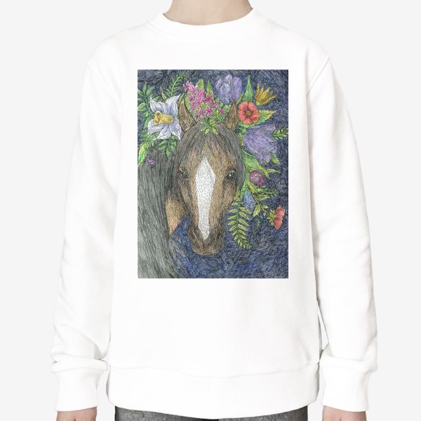 Свитшот «Лошадь и цветы»