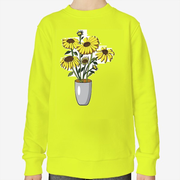 Свитшот «подсолнухи желтые цветы в вазе»