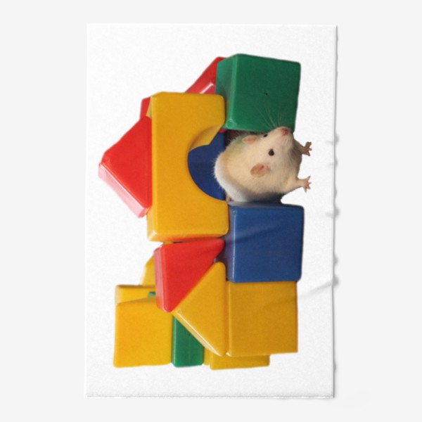 Полотенце «Белая крыса в домике из игрушек кубиков»