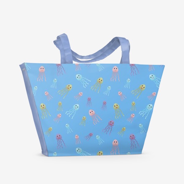Пляжная сумка «Медузы на голубом фоне»
