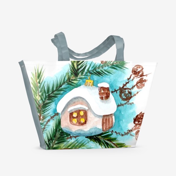 Пляжная сумка «Домик новогодний»