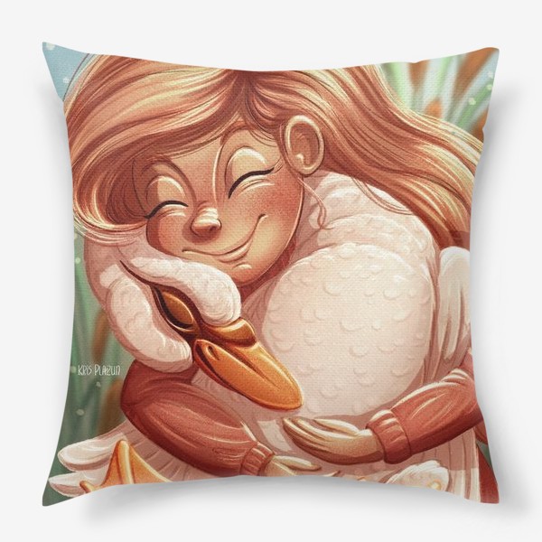 Подушка «Девочка и лебедь»