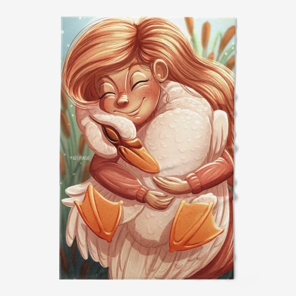 Полотенце «Девочка и лебедь»