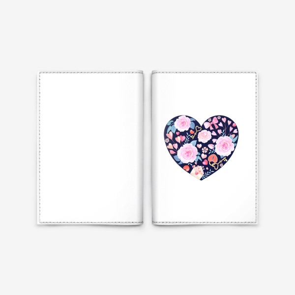 Обложка для паспорта «День влюбленных. Сердце с розами.»