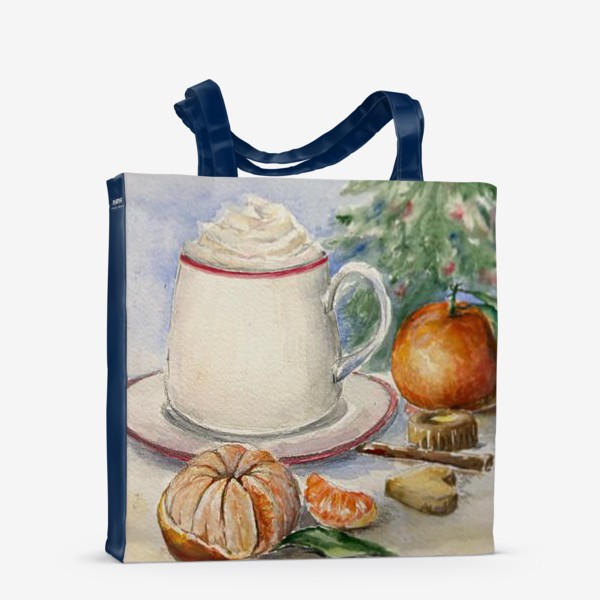 Сумка-шоппер «Новый год. Кофе, мандарины и елка »