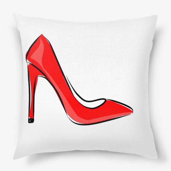 Подушка «Яркая красная женская туфля лодочка на высоком каблуке»