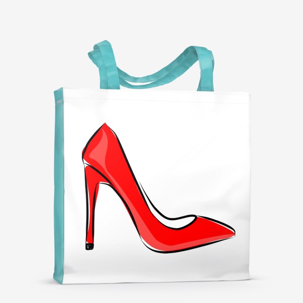 Сумка-шоппер «Яркая красная женская туфля лодочка на высоком каблуке»