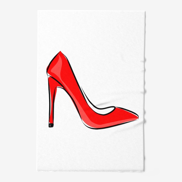 Полотенце «Яркая красная женская туфля лодочка на высоком каблуке»