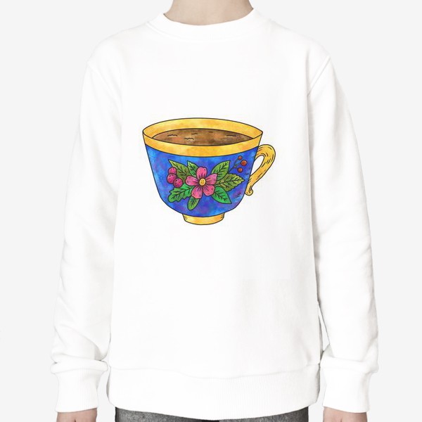 Свитшот «Синяя чашка с цветами»