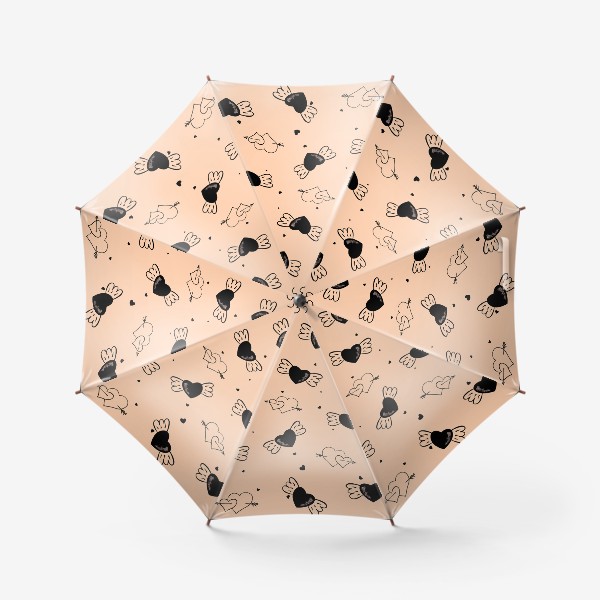 Зонт «сердечки на бежевом»