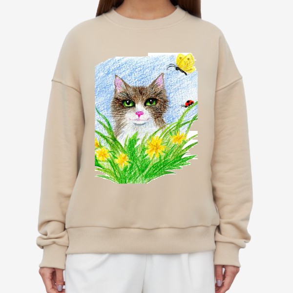 Свитшот «Кот с цветами»