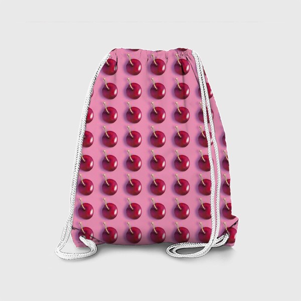 Рюкзак «Вишневый паттерн на розовом фоне (прямой_раппорт_крупный_мотив)»