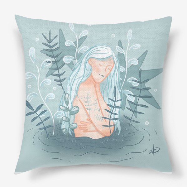 Подушка «Девушка в реке с длинными светлыми волосами»