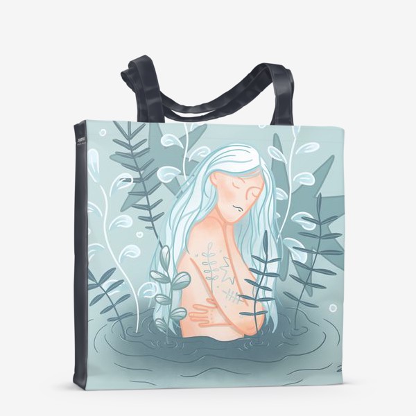 Сумка-шоппер «Девушка в реке с длинными светлыми волосами»