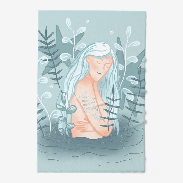 Полотенце «Девушка в реке с длинными светлыми волосами»
