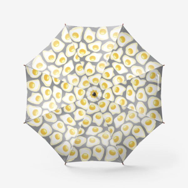 Зонт «Яичница глазунья на сером фоне»