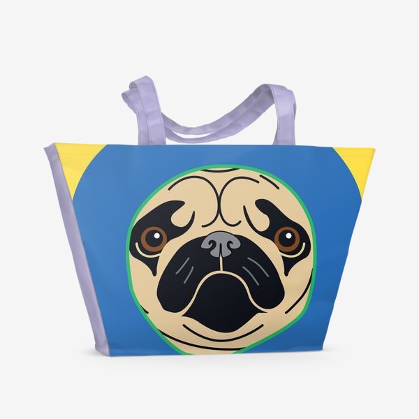 Пляжная сумка «Смешная собака/ Pug in the hood»