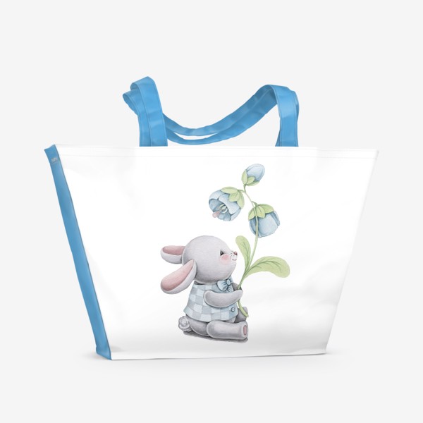 Пляжная сумка «Зайчик с цветком»