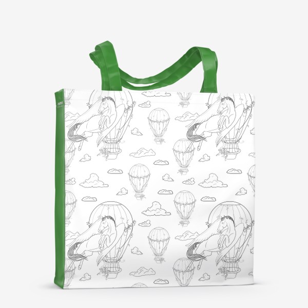 Сумка-шоппер «Pegasus and airballoon white pattern»