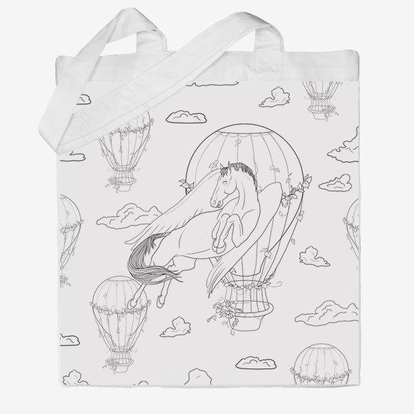 Сумка хб «Pegasus and airballoon white pattern»