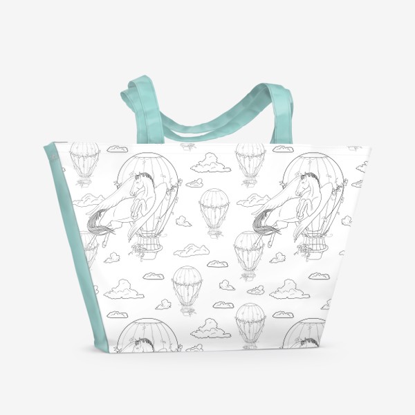 Пляжная сумка «Pegasus and airballoon white pattern»