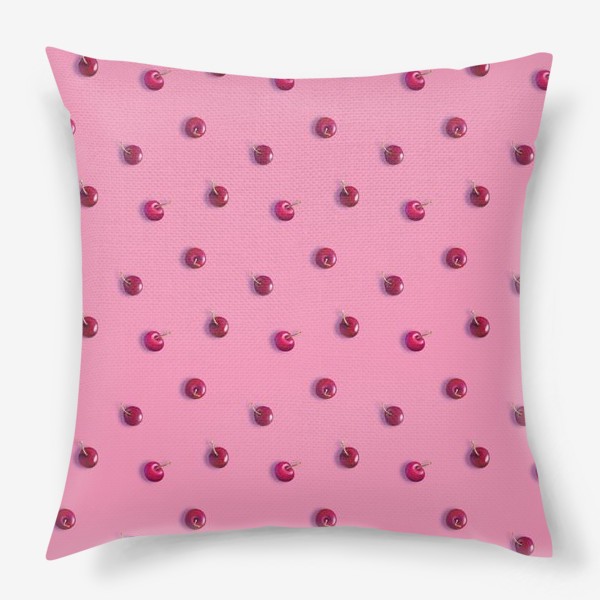 Подушка «Вишневый паттерн на розовом фоне (рандомный)»