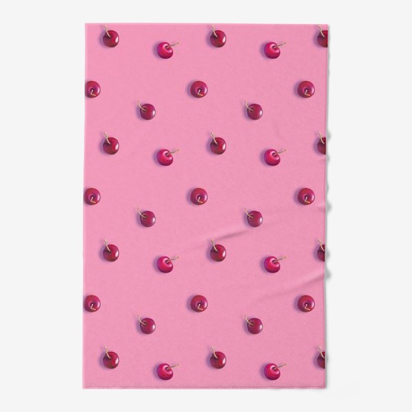 Полотенце «Вишневый паттерн на розовом фоне (рандомный)»