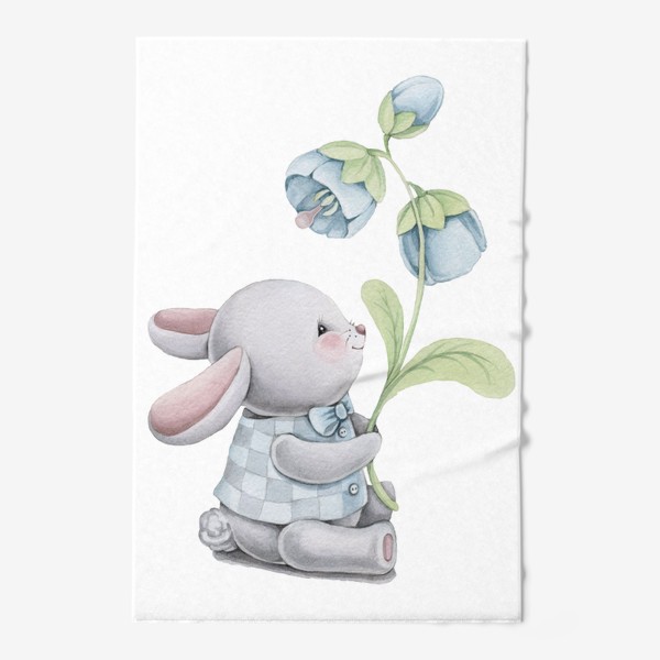 Полотенце «Зайчик с цветком»