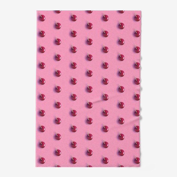 Полотенце «Вишневый паттерн на розовом фоне (смещение_повертикали_средний_мотив)»