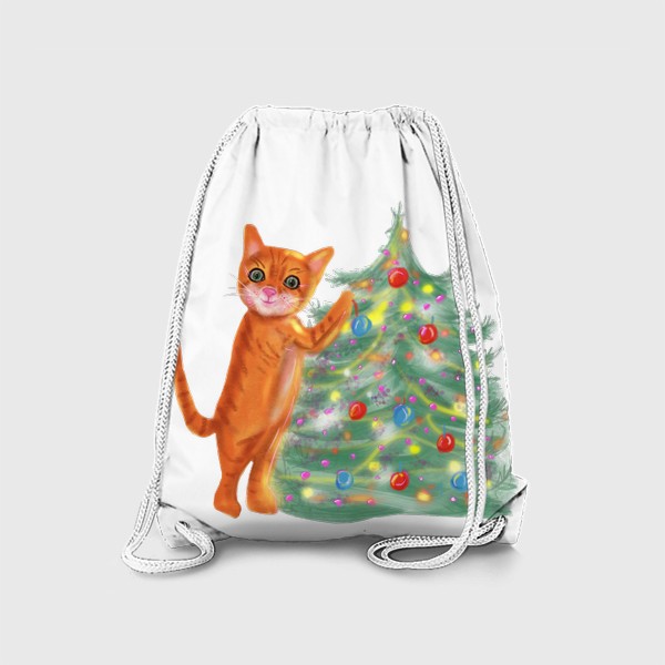 Рюкзак «Рыжая кошечка и новогодняя елка»